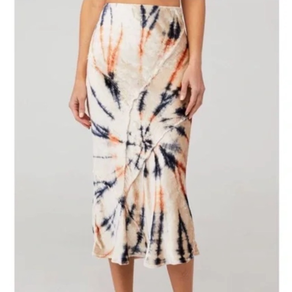 Free People Serious Swagger Tie-Dye Velvet Midi Skirt Small
